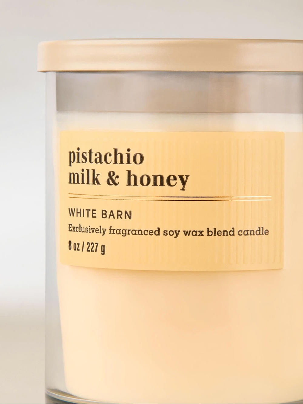 Bath & Body Works White Barn Pistachio Milk & Honey Candle in Cream and Yellow